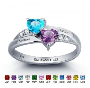 Sterling Silver Personalized Birthstone Ring, Engrave wrap ring JEWJORI101781